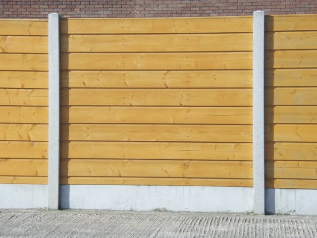 Stained Shiplap Horizontal Panel in Concrete Posts and with Gravel Board